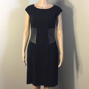 ALEX MARIE BLACK SLEEVELESS DRESS w/ FAUX LEATHER